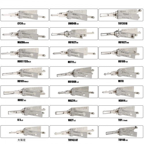 Original Lishi 2-in-1 Auto Car Door Lock Pick And Decoder Locksmith Tool 32Pcs/Kit LISHI