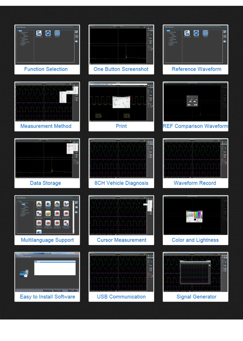 Hantek 8 Channels Automotive Oscilloscope with 80 type Ignition/Sensor/Bus detection/Performe/Starter function 1008B 1008C OBDHELPER store