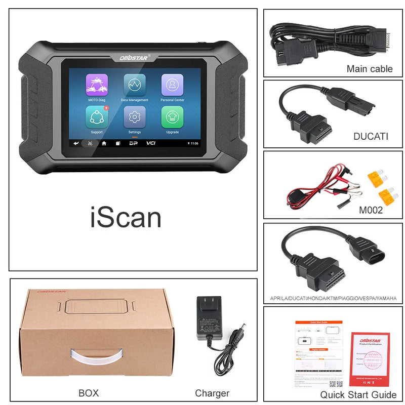 OBDSTAR iScan for DUCATI Motorcycle Diagnostic Scan Tool Key Programmer Service Light Reset ODO functions with Multi-Languages OBDSTAR