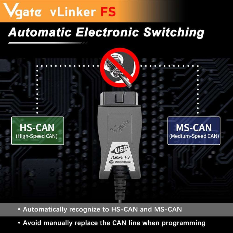 Vgate vLinker FS ELM327 For Ford FORScan HS MS CAN ELM 327 OBD 2 OBD2 Car Diagnostic Scanner Interface Tools OBDII For Mazda