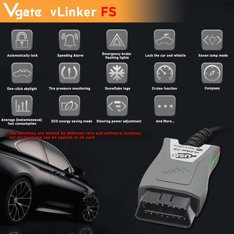 Vgate vLinker FS ELM327 For Ford FORScan HS MS CAN ELM 327 OBD 2 OBD2 Car Diagnostic Scanner Interface Tools OBDII For Mazda