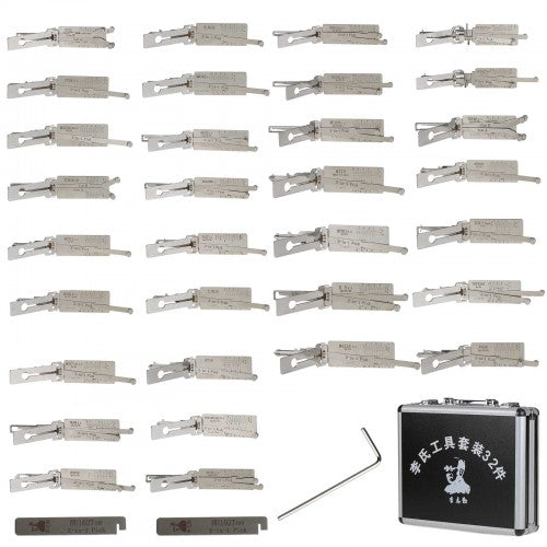 Original Lishi 2-in-1 Auto Car Door Lock Pick And Decoder Locksmith Tool 32Pcs/Kit LISHI