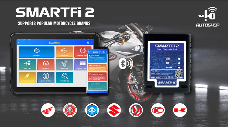 New SMARTFi2 Motorcycles Scanner Supporting Diagnostic Smart key Odo Remap Functions all in one bluetooth version Android and iOS operating systems tablets