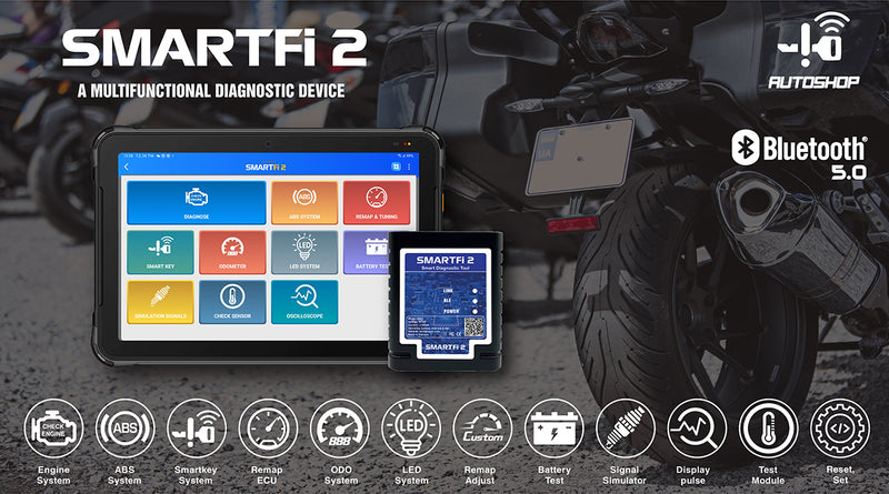 New SMARTFi2 Motorcycles Scanner Supporting Diagnostic Smart key Odo Remap Functions all in one bluetooth version Android and iOS operating systems tablets