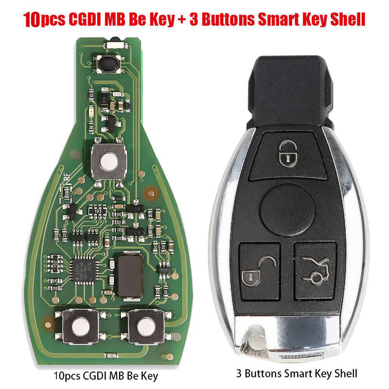 10pcs Original CGDI MB Be Key V1.3 with Smart Key Shell 3 Button for Mercedes Benz Get 10 Free Tokens for CGDI MB CGDI