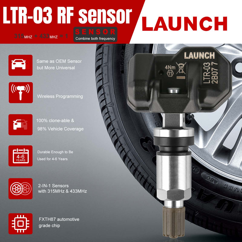 4pcs LAUNCH LTR-03 RF Sensor 315MHz & 433MHz TPMS Sensor Tool Metal & Rubber Free Shipping Launch X431