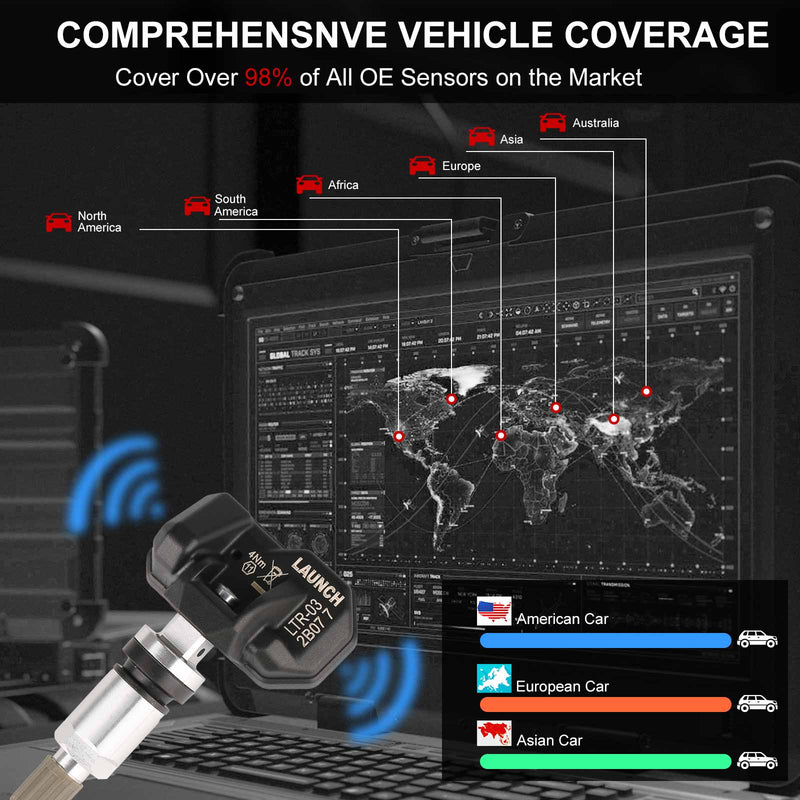 4pcs LAUNCH LTR-03 RF Sensor 315MHz & 433MHz TPMS Sensor Tool Metal & Rubber Free Shipping Launch X431