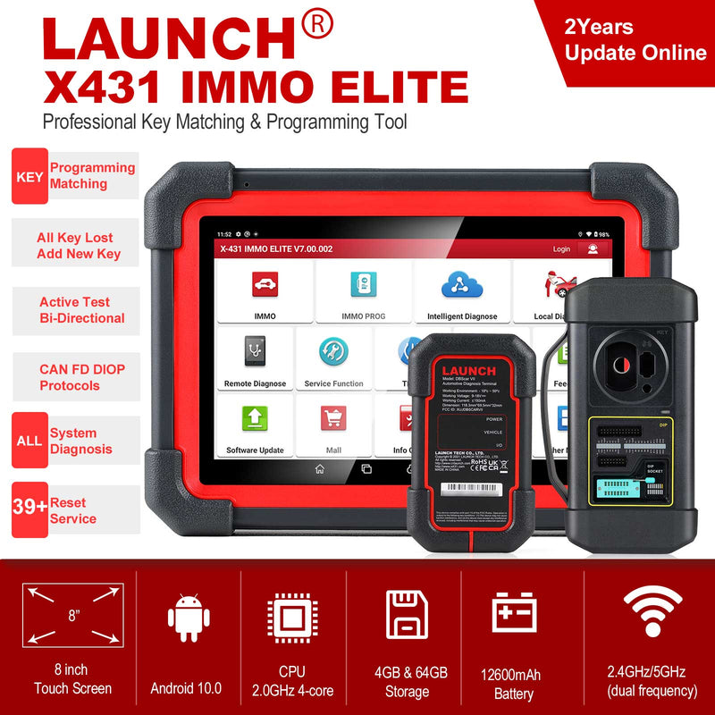 Launch X431 IMMO Elite Key Programmer Car Immobilizer Programming Tools All System Diagnostic Scanner with 39 Reset Service Launch X431