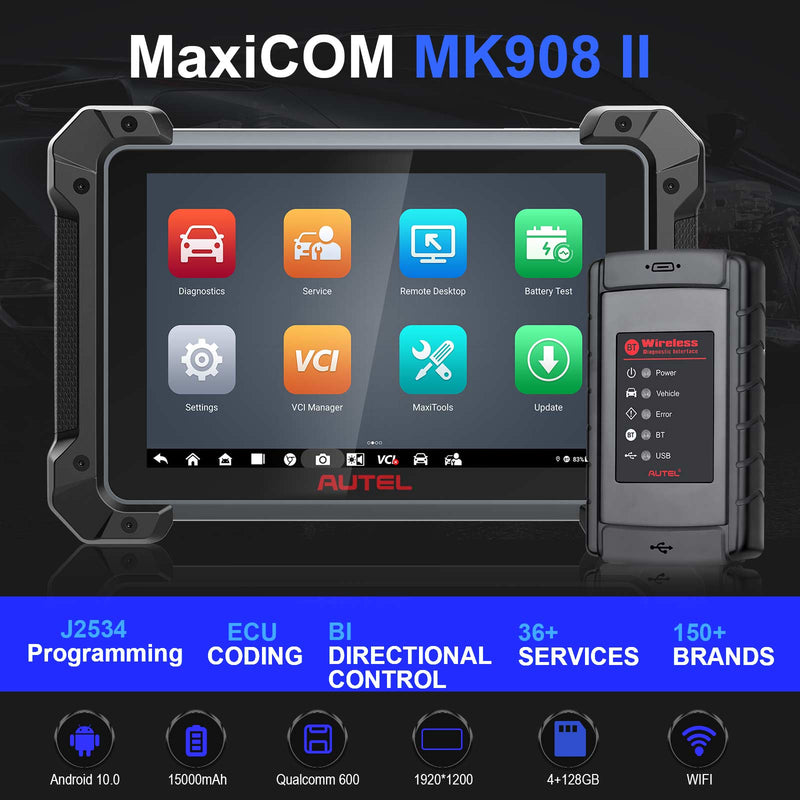 2023 Newest Autel MaxiCOM MK908 II All System Diagnostic Tool Support ECU and Key Coding AUTEL