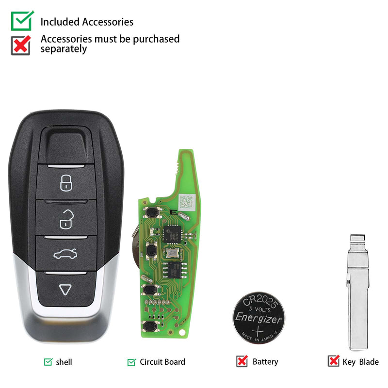 2023 XHORSE XKFEF2EN FA.LL Type Wired Folding Key 4 Buttons Bright Red Universal Remote Key 5pcslot XHORE