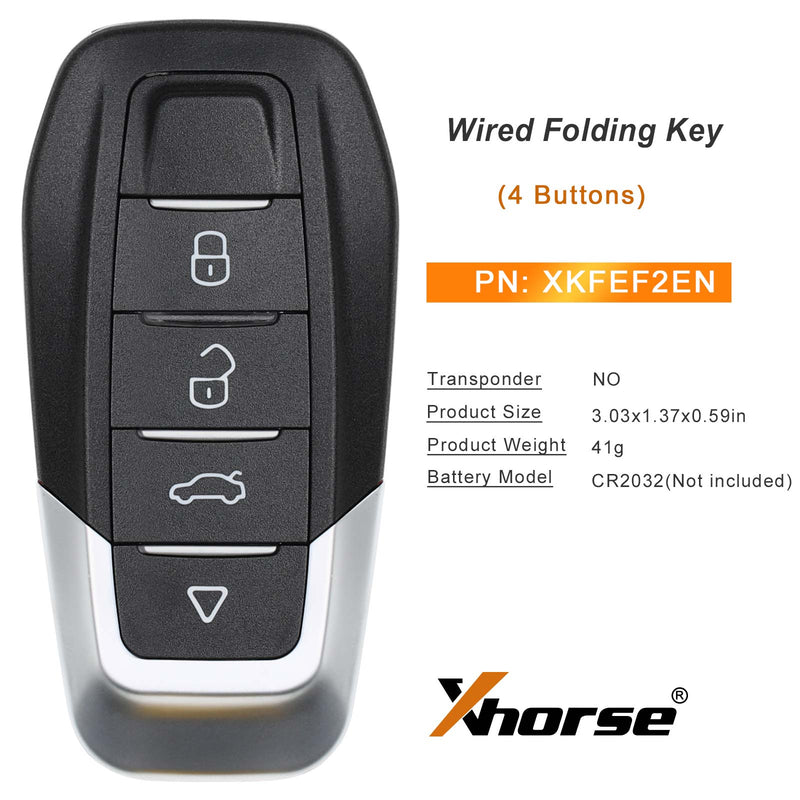 2023 XHORSE XKFEF2EN FA.LL Type Wired Folding Key 4 Buttons Bright Red Universal Remote Key 5pcslot XHORE