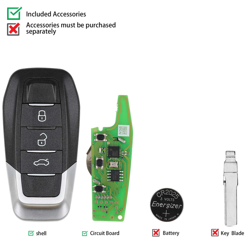 2023 Xhorse XKFEF5EN FA.LL Type Wired Folding Key 3 Buttons Bright Black Universal Remote Key 5pcslot XHORE