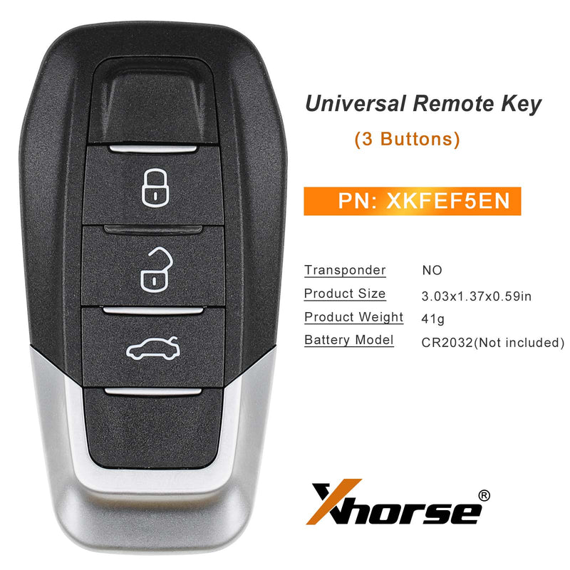 2023 Xhorse XKFEF5EN FA.LL Type Wired Folding Key 3 Buttons Bright Black Universal Remote Key 5pcslot XHORE