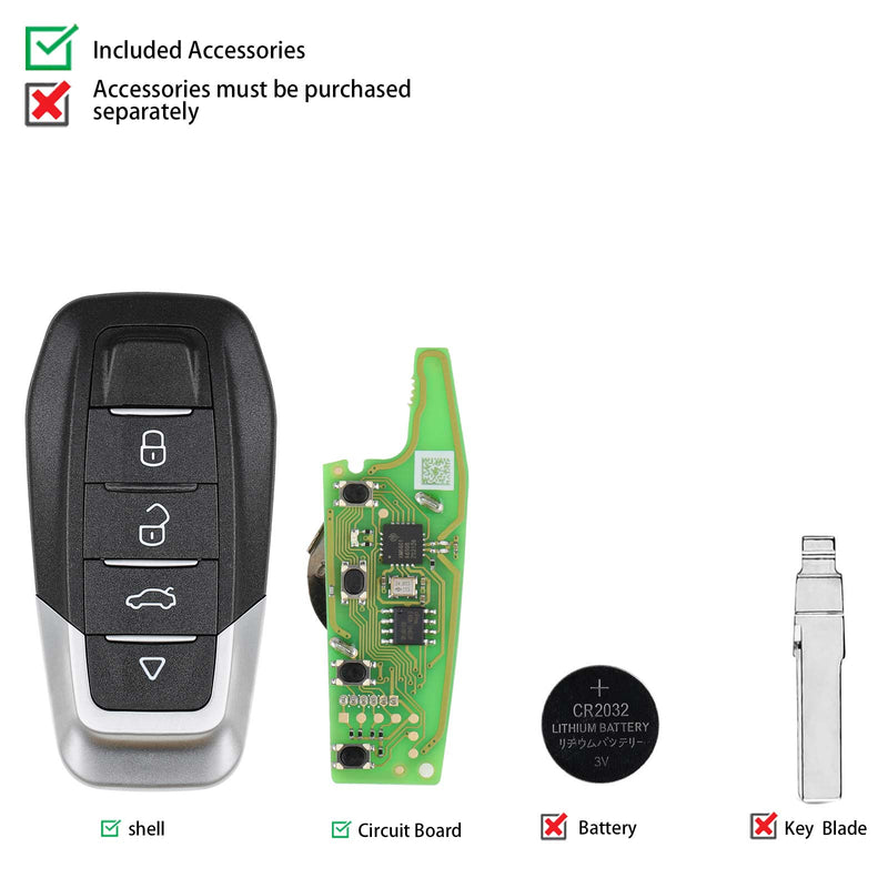 2023 Xhorse XKFEF6EN FA.LL Type Wired Folding Key 4 Buttons Bright Black Universal Remote Key 5pcslot XHORE