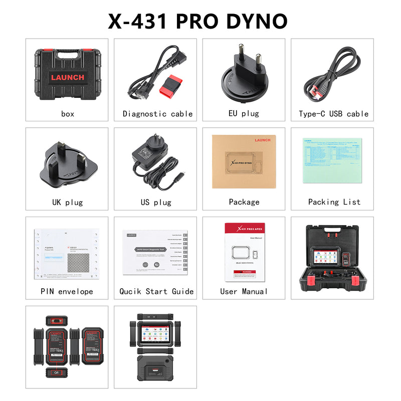 LAUNCH X-431 PRO DYNO 8" Bi-directional Diagnostic Scanner Support 37+Special Functions TPMS ADAS and CAN FD DoIP Global Version Launch X431