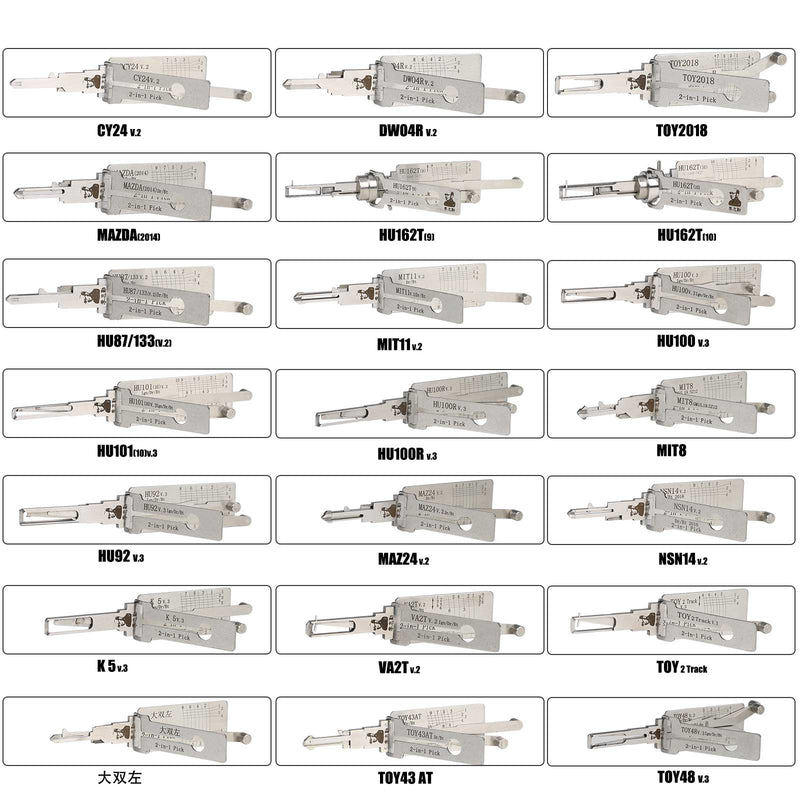 Original Lishi 32pcs Kit Auto Car Door Lock Pick 2-in-1 Decoder Locksmith Tool OBDHELPER store