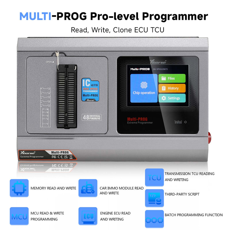 Xhorse Multi-Prog Programmer Pro-level ECU TCU Programmer with Free MQB48 License Update Version of VVDI Prog xhorse